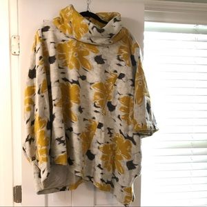Anthropologie floral cowl neck pullover